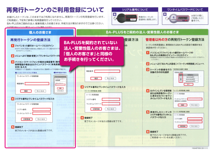 BA-PLUSを契約されていない法人・営業性個人のお客さまは、「個人のお客さま」と同様のお手続きを行ってください。